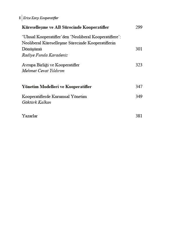 Krize Karşı Kooperatifler