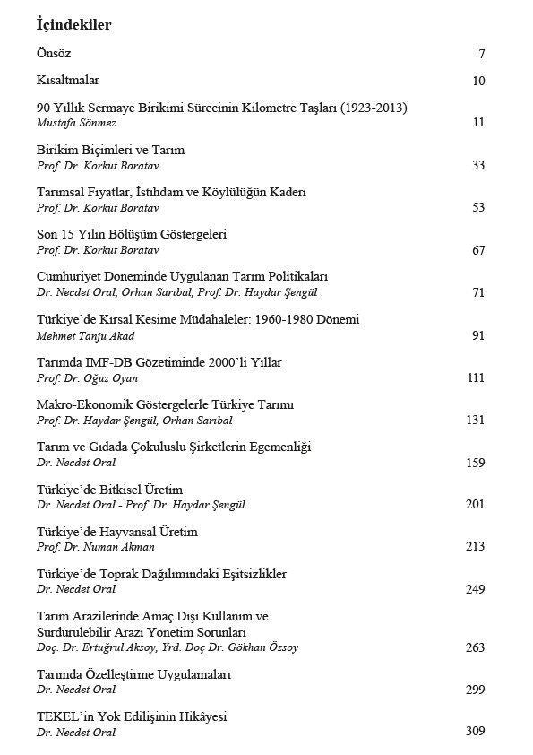 Türkiye'de Tarımın Ekonomi Politiği 1923-2013