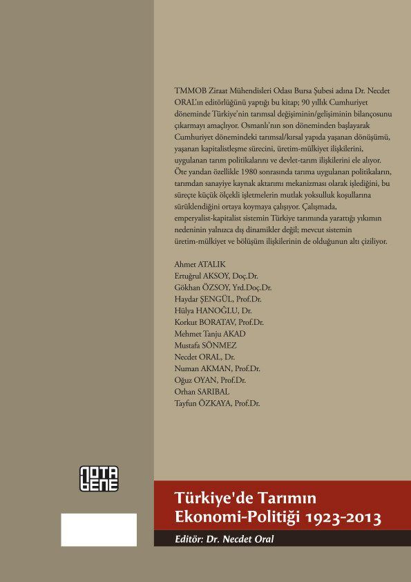 Türkiye'de Tarımın Ekonomi Politiği 1923-2013