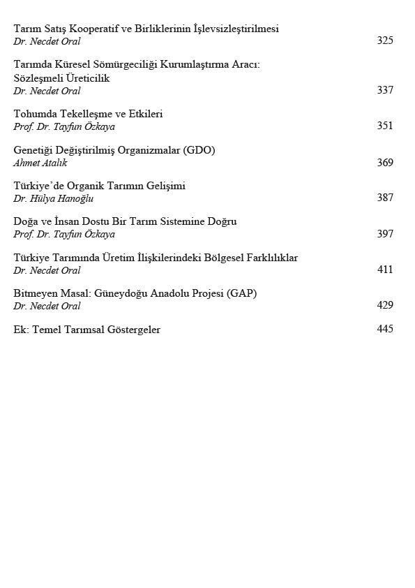 Türkiye'de Tarımın Ekonomi Politiği 1923-2013
