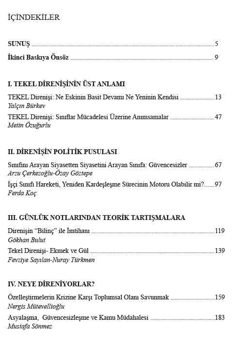 Tekel Direnişinin Işığında Gelenekselden Yeniye İşçi Sınıfı Hareketi