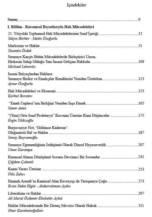 Kuramsal ve Tarihsel Boyutlarıyla Hak Mücadeleleri 1