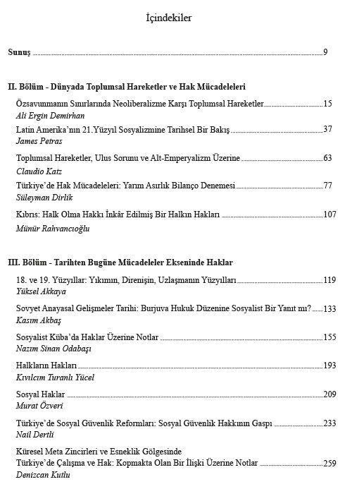 Kuramsal ve Tarihsel Boyutlarıyla Hak Mücadeleleri 2