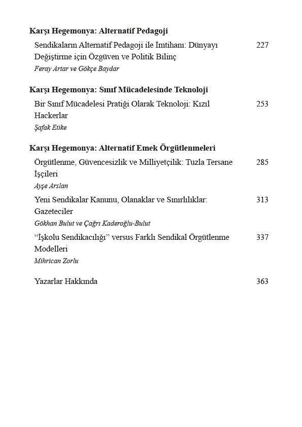 Rüzgara Karşı Emek Süreçleri ve Karşı Hegemonya Arayışları