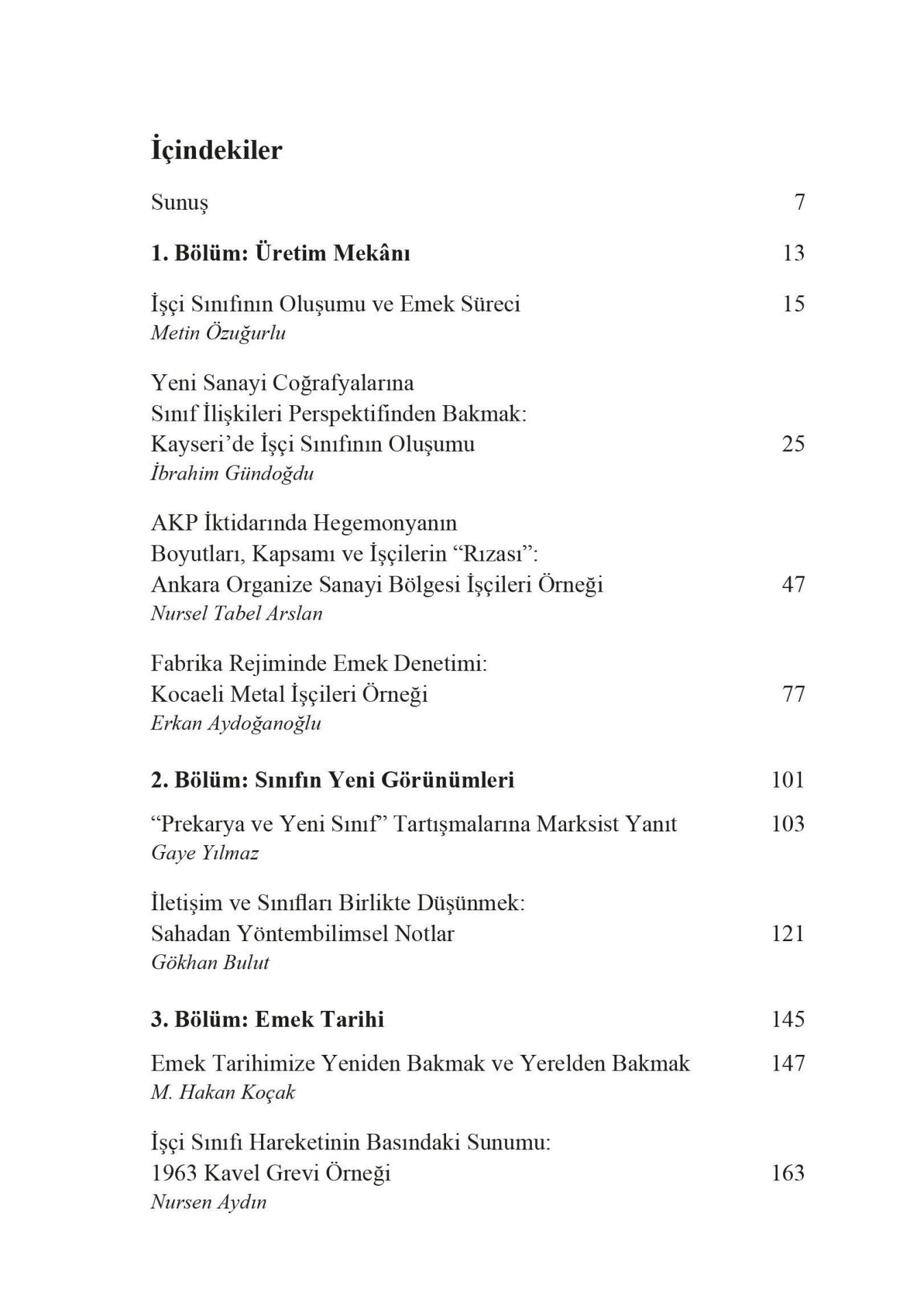 Türkiye’de Sınıf Çalışmaları